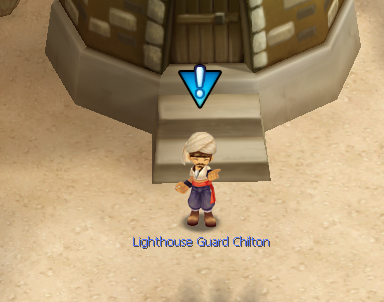 Mortaz Desert Port — Lighthouse Guard Chilton, the NPC with the blue icon over his head
